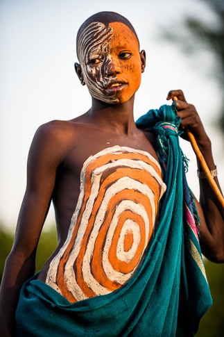 Portrait of a Suri boy, Kibbish River by John Rowe