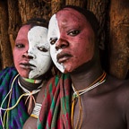 Red and White Painted Faces, Suri Tribe
